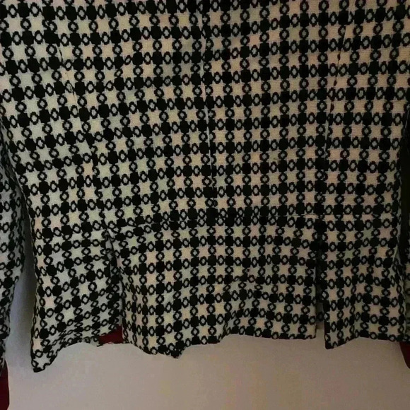 Bloomingdale’s Geometric Print Y2K Black\White Wool Blend Tweed Blazer Size 4 - Picture 10 of 12